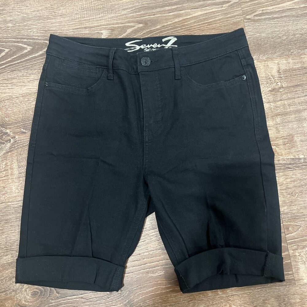 SEVEN7 Bumbshell BERMUDA BLACK DENIM SHORTS 9" SZ 8‎